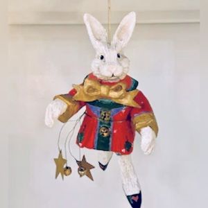 House of Hatten White Rabbit Reach for the Stars Ornament Denise Calla 1992